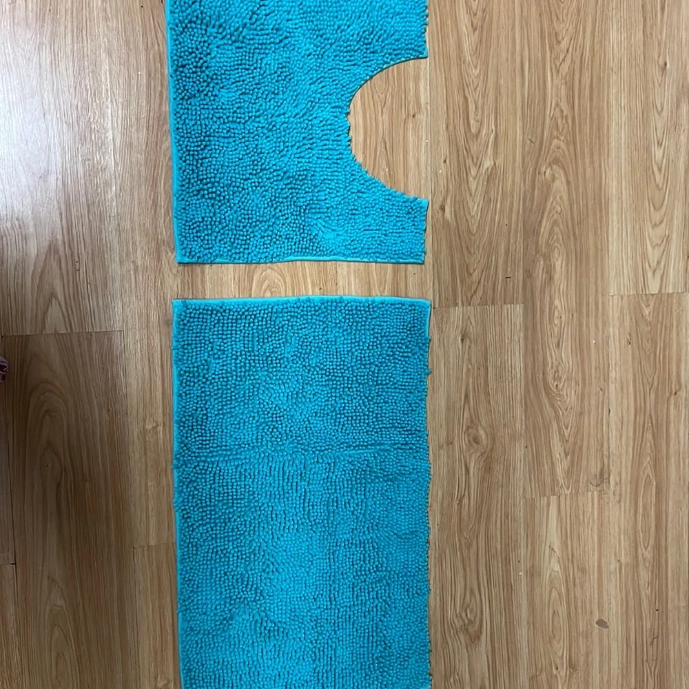 VAGAU Turquoise Bathroom Rugs 2 Pieces Chenille Bath Rug Mat